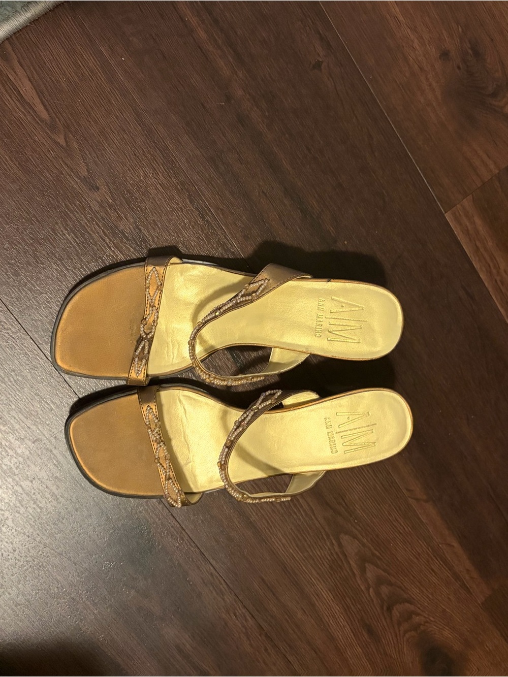 Ann Marino Tan Brown Square-Toe Slip-On Mules